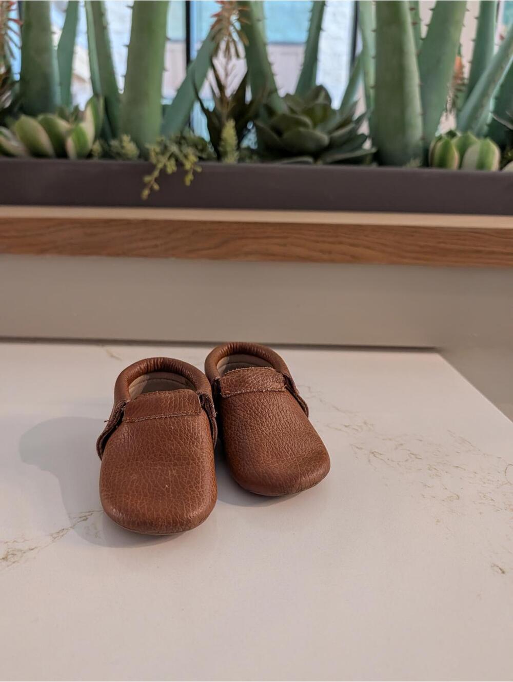Monkey Feet Brown Leather Baby Moccasins 12-18M